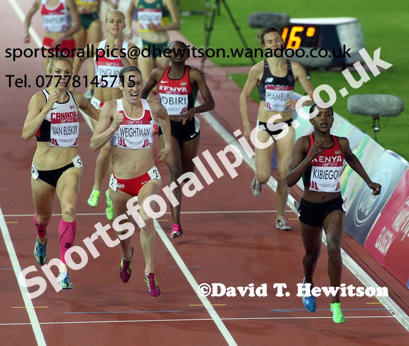 Laura Weightman (England) outsprints Kate Van Buskirk (Canada) for 2nd in the 1500 metres, 2014 Commonwealth Games, Glasgow. Photo: David T. Hewitson/Sports for All Pics